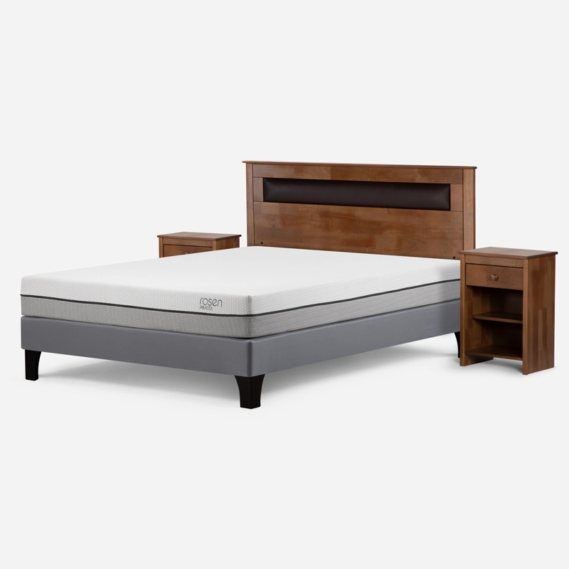 CAMA EUROPEA ROSEN PRATTA 2 PLAZAS PATA MADERA BN +MUEBLES FERRARA - 2
