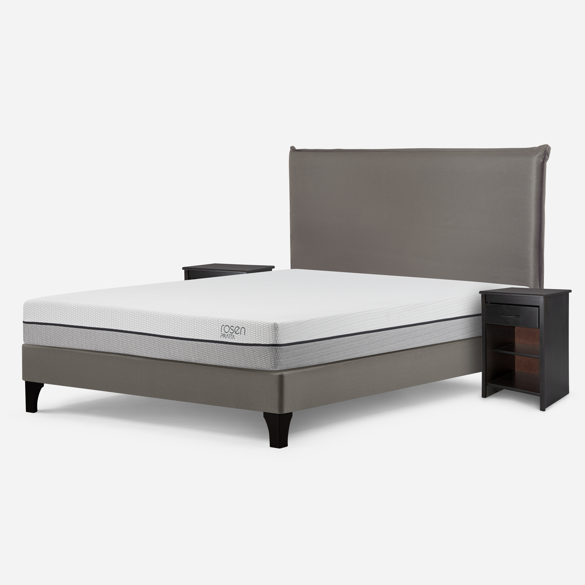 CAMA EUROPEA ROSEN PRATTA 2 PLAZAS PATA MADERA + MUEBLES MAURICE - 2