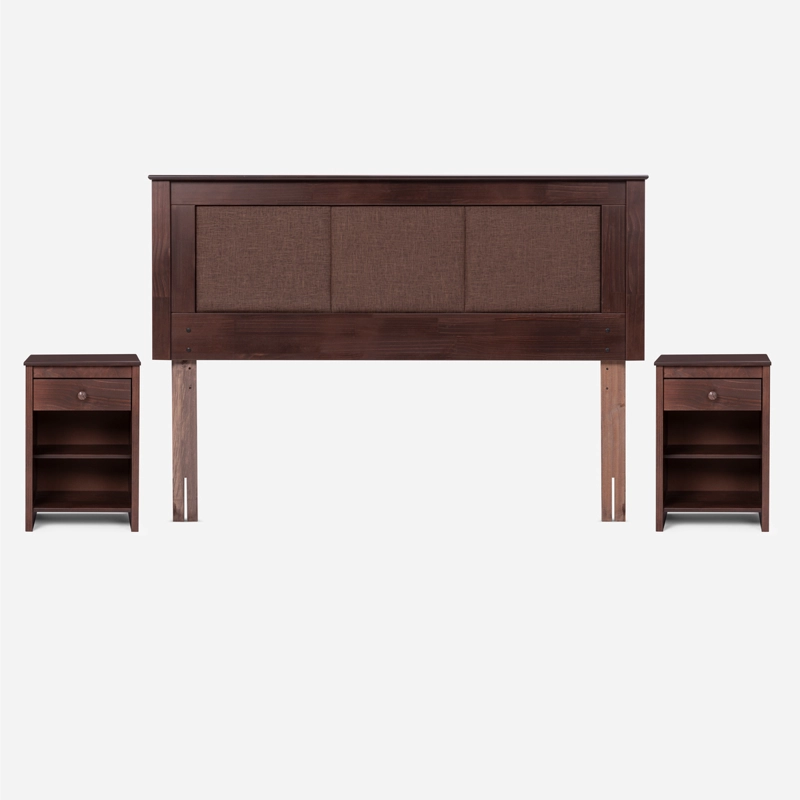 CAMA EUROPEA ROSEN PRATTA 2 PL PATA MADERA BN + RESPALDO Y VELADOR - 3