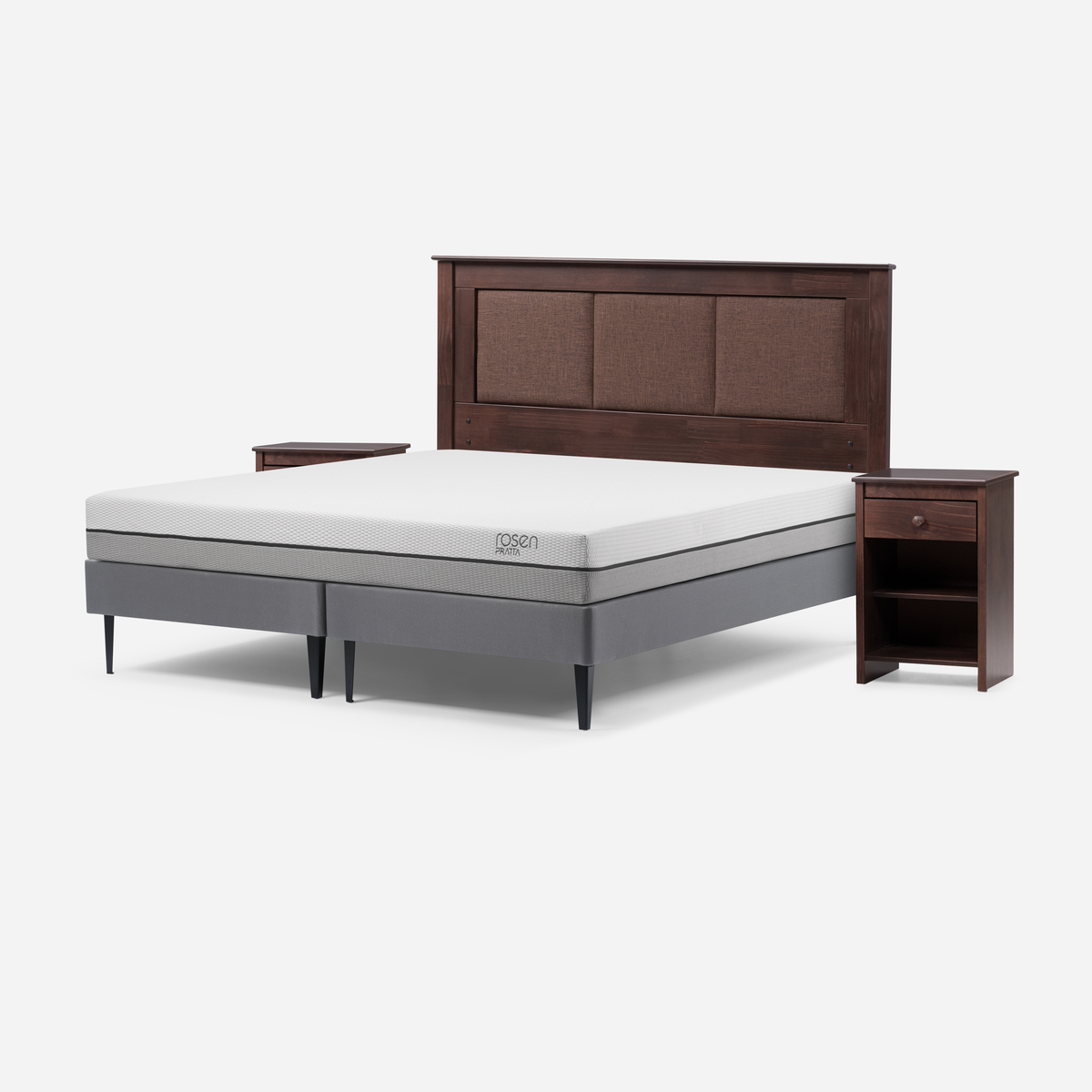 CAMA EUROPEA ROSEN PRATTA KING PATA ACERO + RESPALDO Y VELADOR - 2
