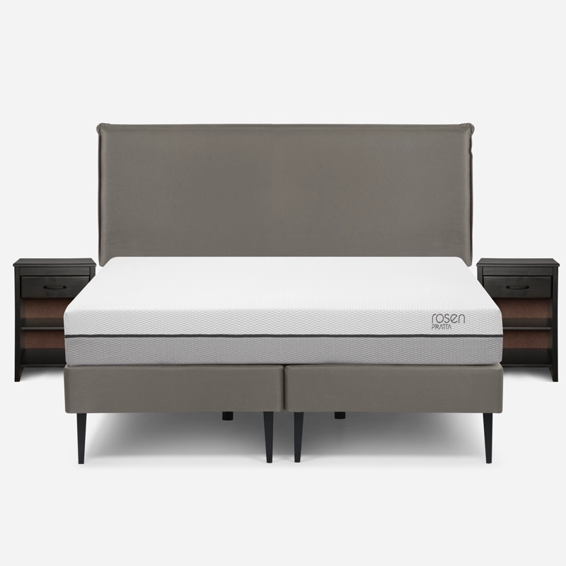 CAMA EUROPEA ROSEN PRATTA 2 PLAZAS BD PATA ACERO + MUEBLES MAURICE - 1