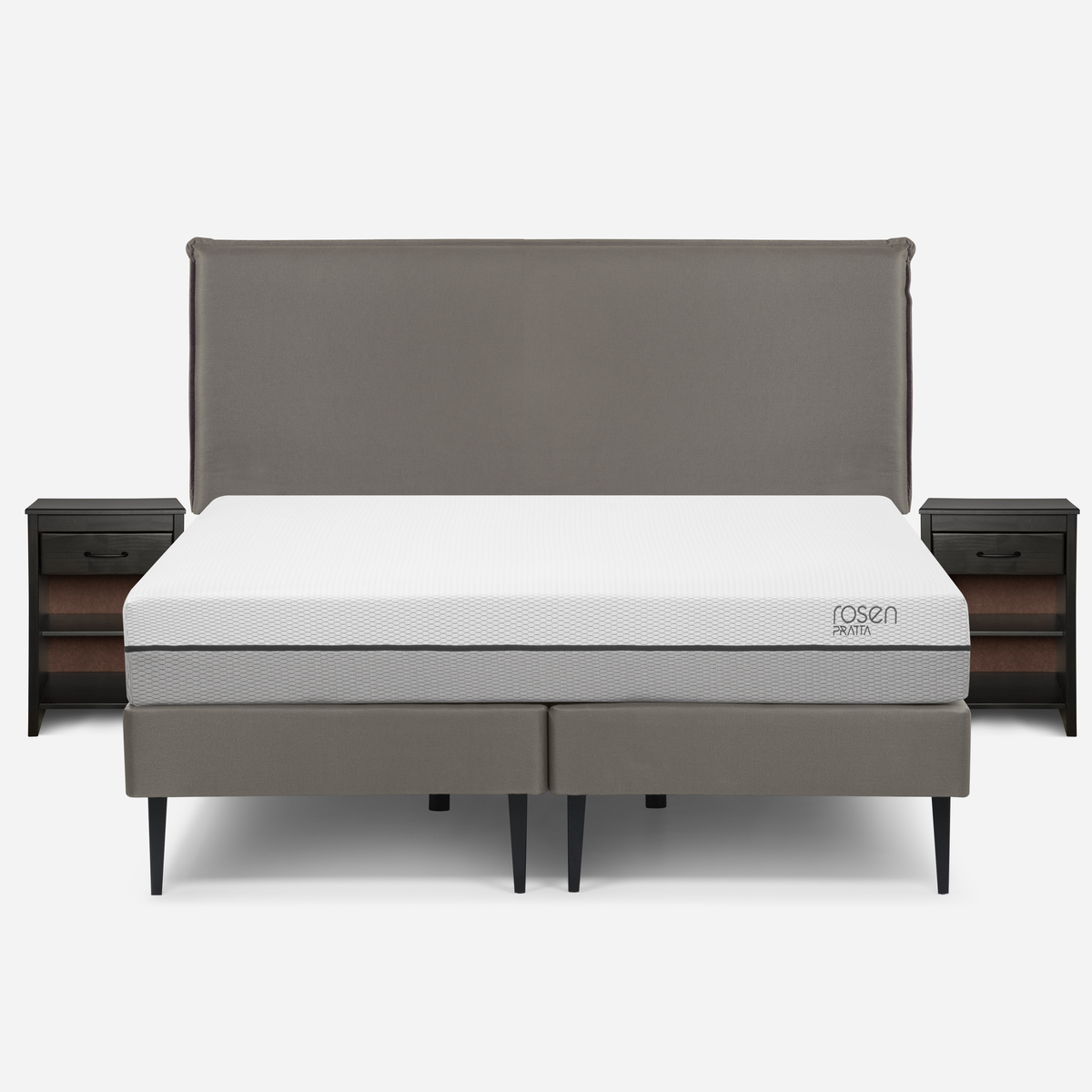 CAMA EUROPEA ROSEN PRATTA 2 PLAZAS BD PATA ACERO + MUEBLES MAURICE - 1