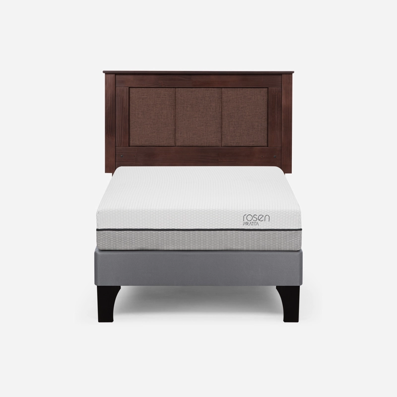 CAMA EUROPEA ROSEN PRATTA 1 PLAZA PATA MADERA+RESPALDO RACHEL CAFÉ - 1