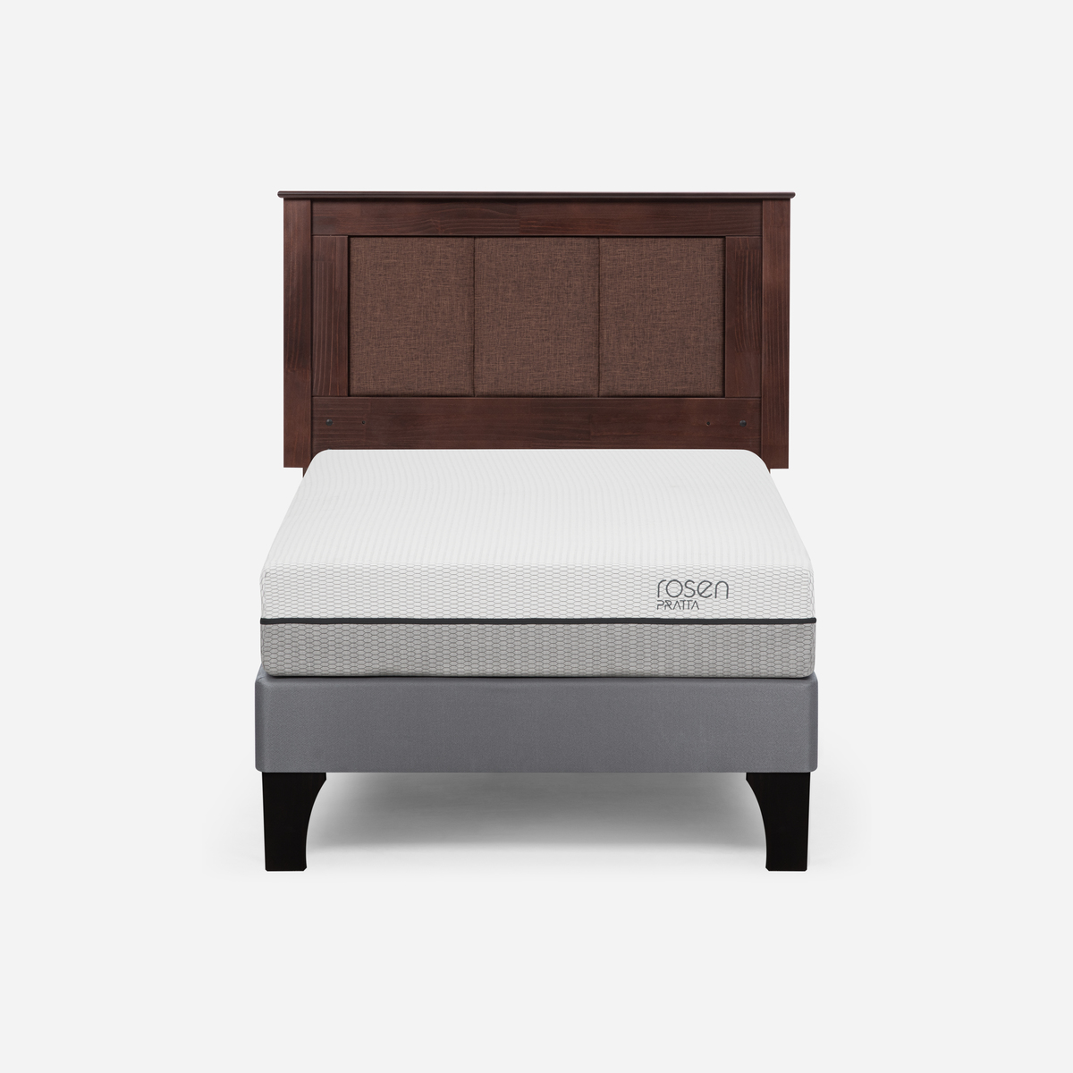 CAMA EUROPEA ROSEN PRATTA 1 PLAZA PATA MADERA+RESPALDO RACHEL CAFÉ - 1
