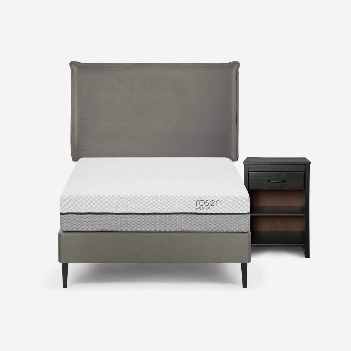 CAMA EUROPEA ROSEN PRATTA 1.5 PLAZAS PATA ACERO + MUEBLES MAURICE - 1