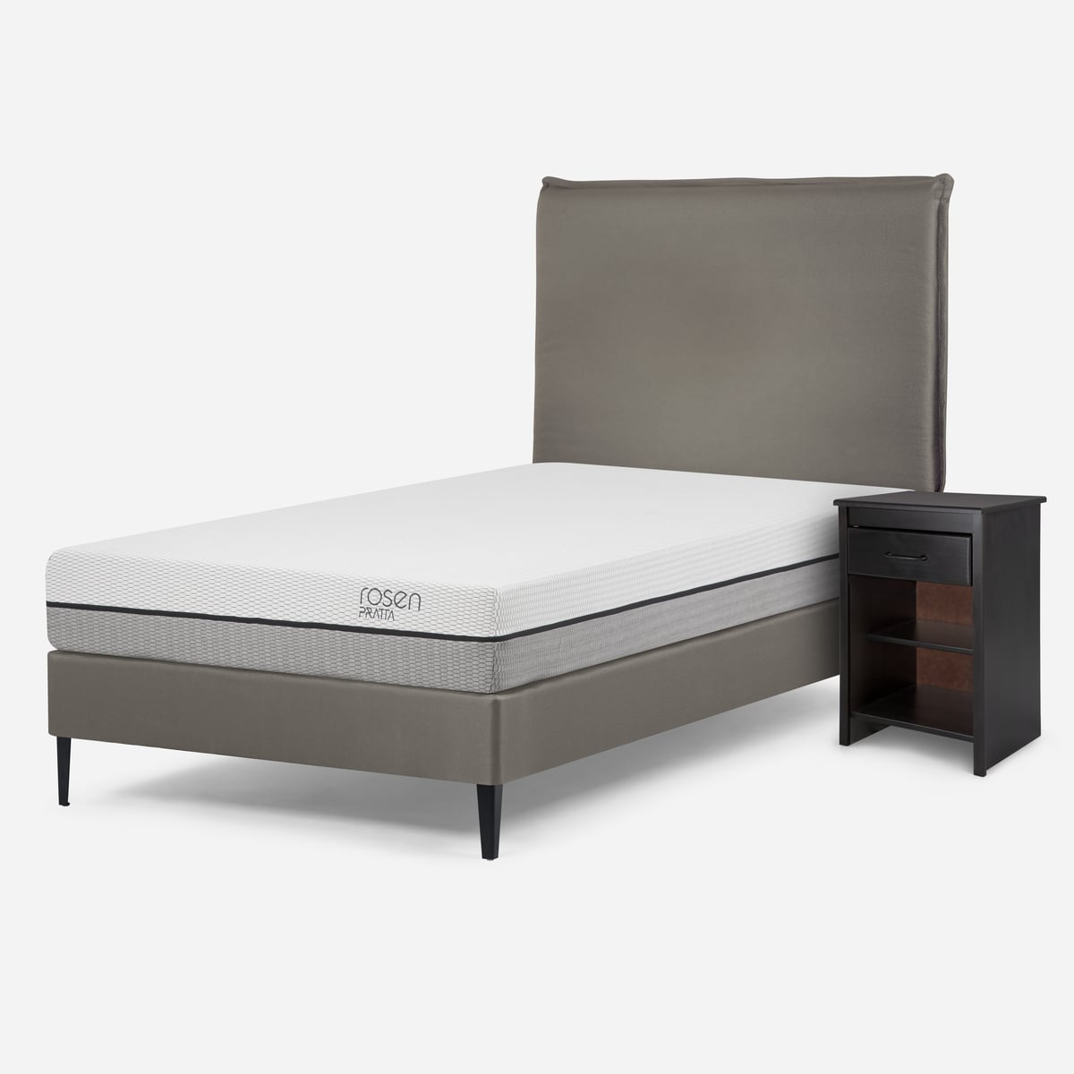 CAMA EUROPEA ROSEN PRATTA 1.5 PLAZAS PATA ACERO + MUEBLES MAURICE - 2