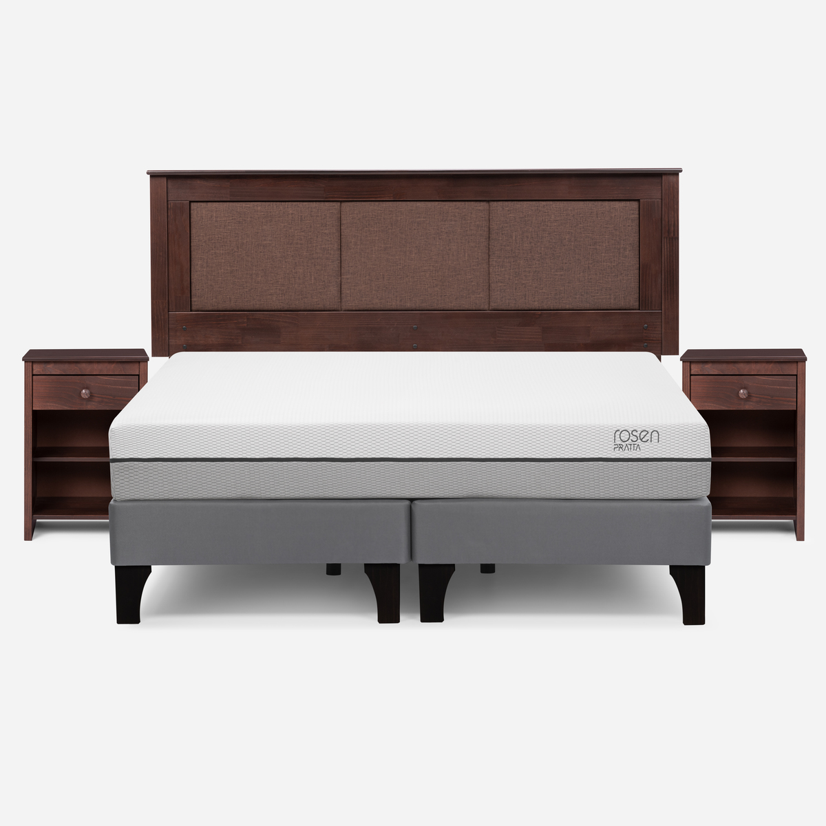 CAMA EUROPEA ROSEN PRATTA KING PATA MADERA + RESPALDO Y VELADOR - 1