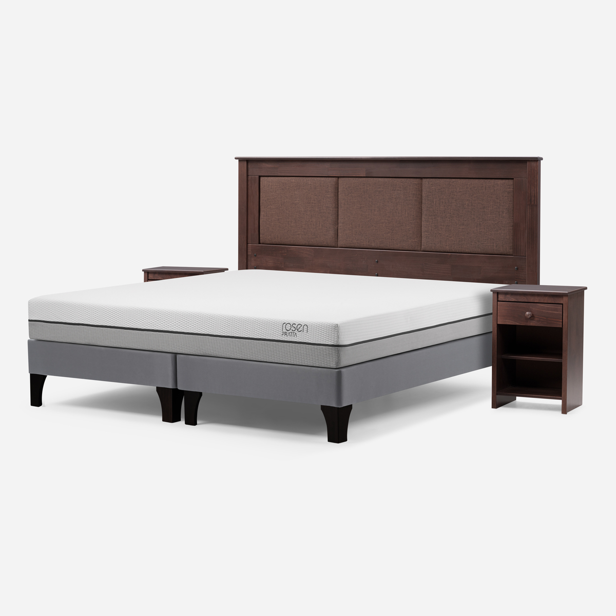 CAMA EUROPEA ROSEN PRATTA KING PATA MADERA + RESPALDO Y VELADOR - 2