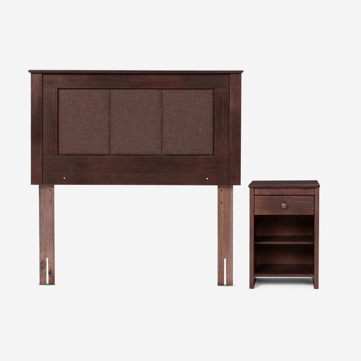 CAMA EUROPEA ROSEN PRATTA 1.5 PL PATA MADERA + RESPALDO Y VELADOR - 3