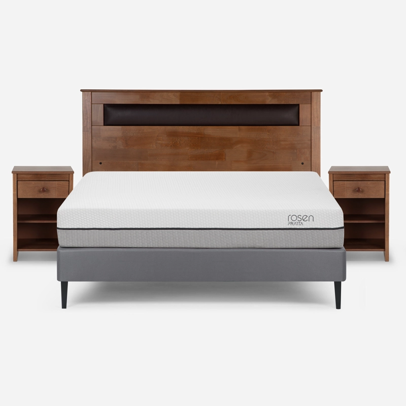 CAMA EUROPEA ROSEN PRATTA 2 PLAZAS PATA ACERO BN + MUEBLES FERRARA - 1
