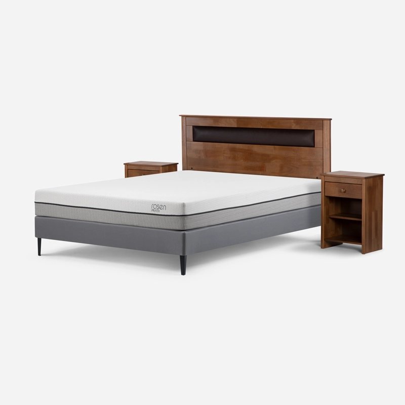 CAMA EUROPEA ROSEN PRATTA 2 PLAZAS PATA ACERO BN + MUEBLES FERRARA - 2