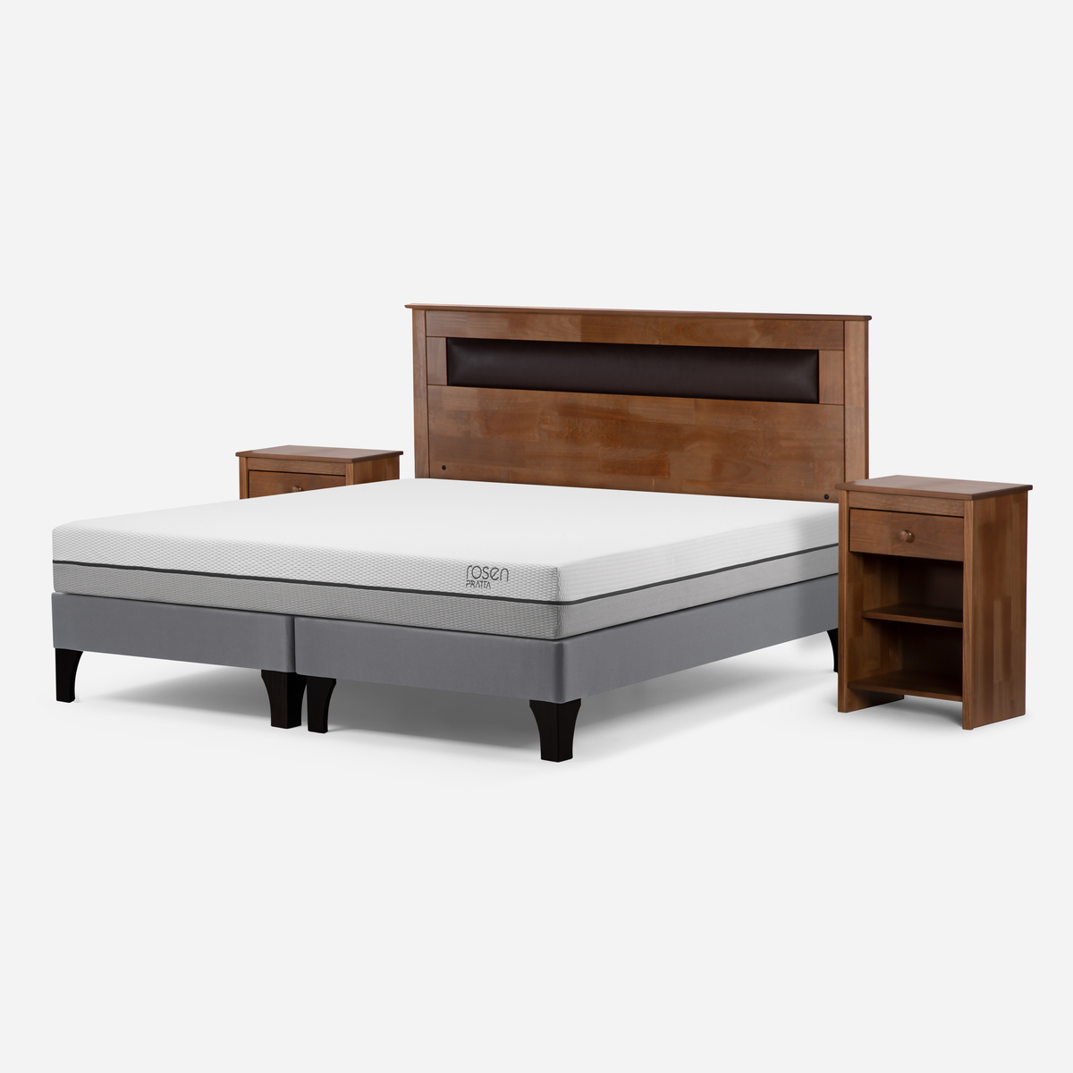 CAMA EUROPEA ROSEN PRATTA 2 PLAZAS PATA MADERA BD +MUEBLES FERRARA - 2