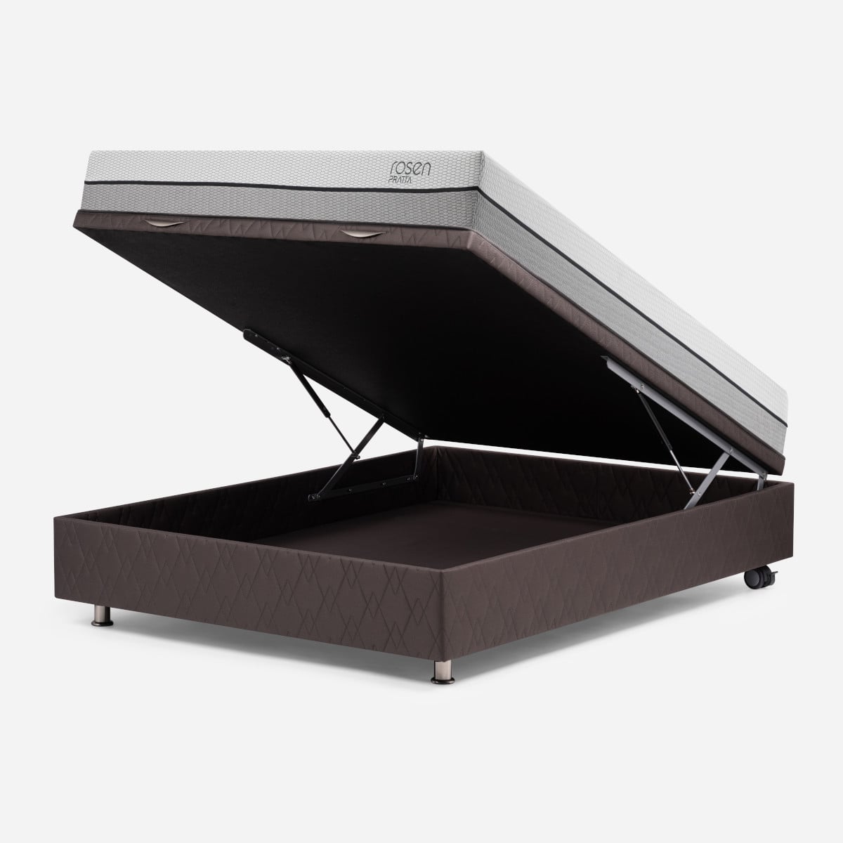 BOXET ROSEN PRATTA 2 PLAZAS MADERA GRIS + RESPALDO + VELADORES TABOR - 2
