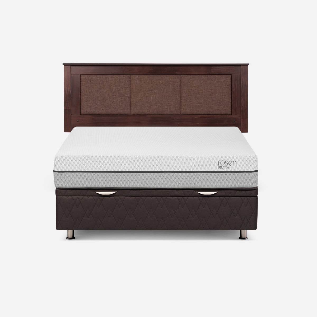 BOXET ROSEN PRATTA 2 PLAZAS MADERA GRIS 150 X 200 CM + RESPALDO RACHEL - 1