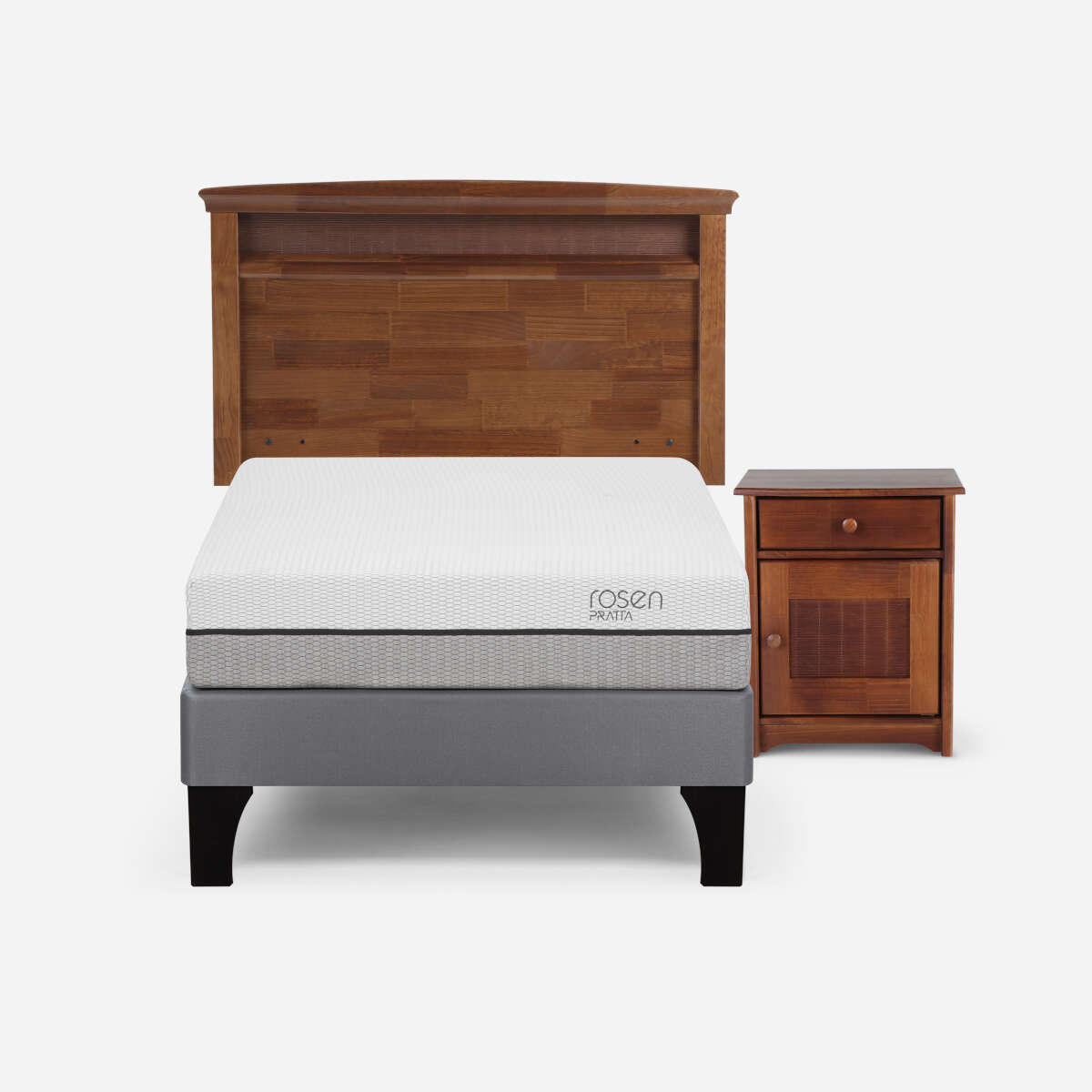 CAMA ROSEN PRATTA 1.5 PLAZAS + RESPALDO + VELADOR VENETO - 1