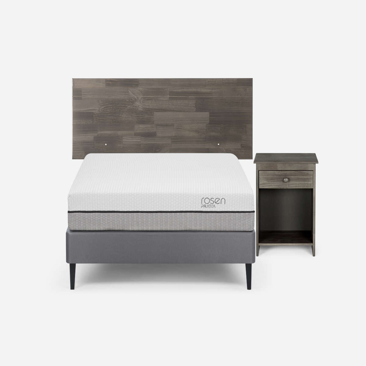 CAMA ROSEN PRATTA 1 PLAZA PATA ACERO + MUEBLES TABOR GRAFITO - 1