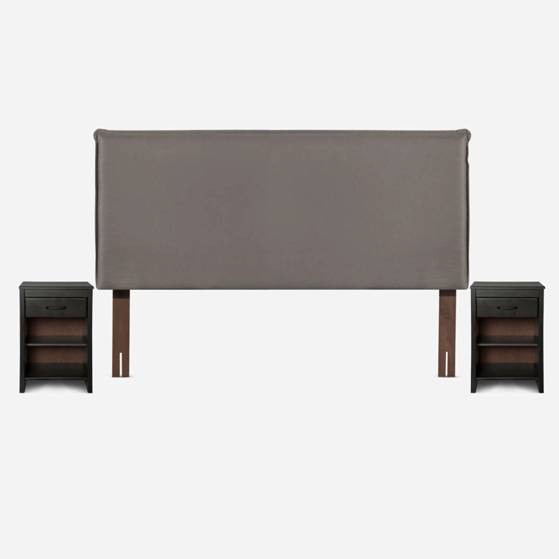CAMA ROSEN PRATTA 2 PLAZAS PATA MADERA BD + MUEBLES MAURICE GRIS - 3