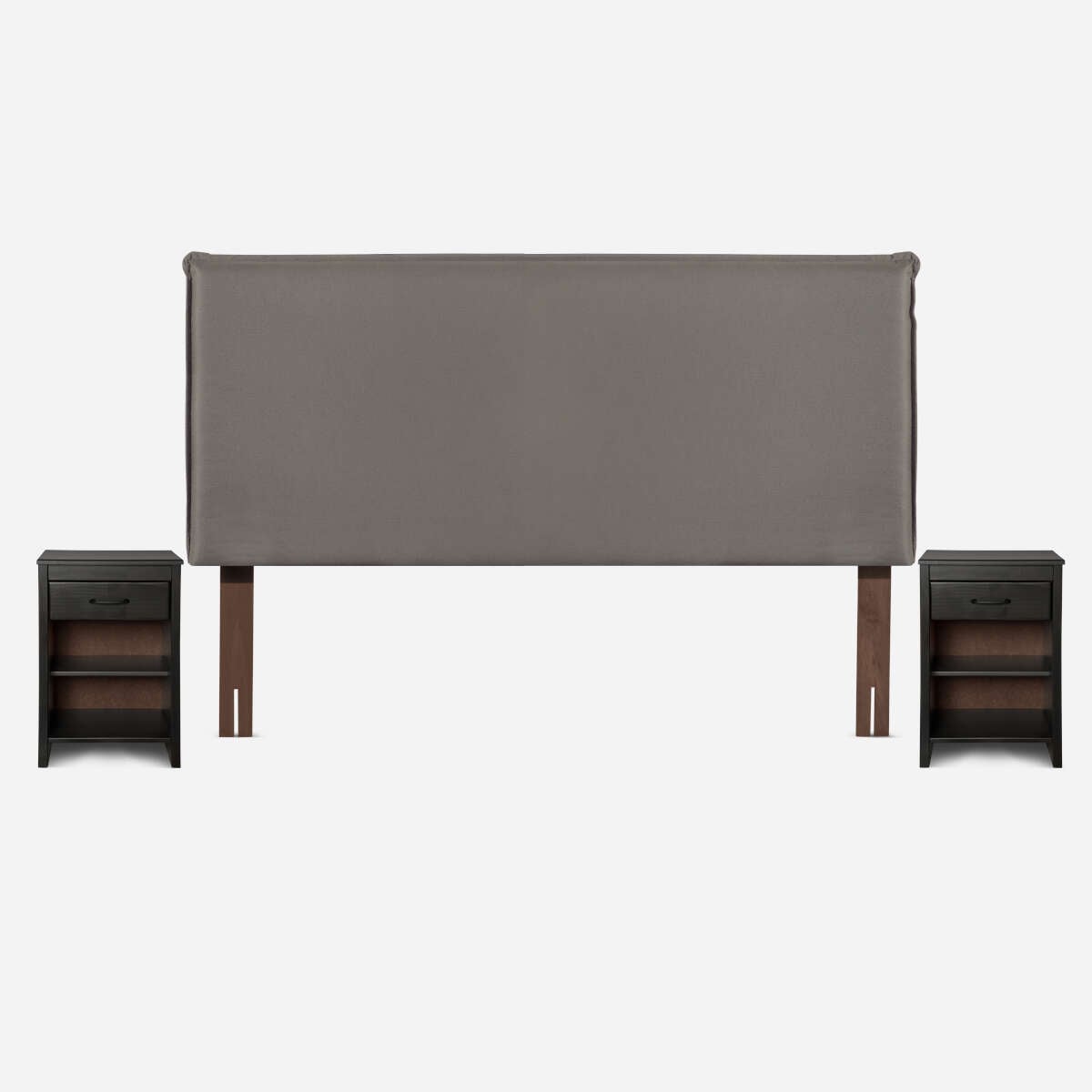CAMA ROSEN PRATTA 2 PLAZAS PATA MADERA BD + MUEBLES MAURICE GRIS - 3