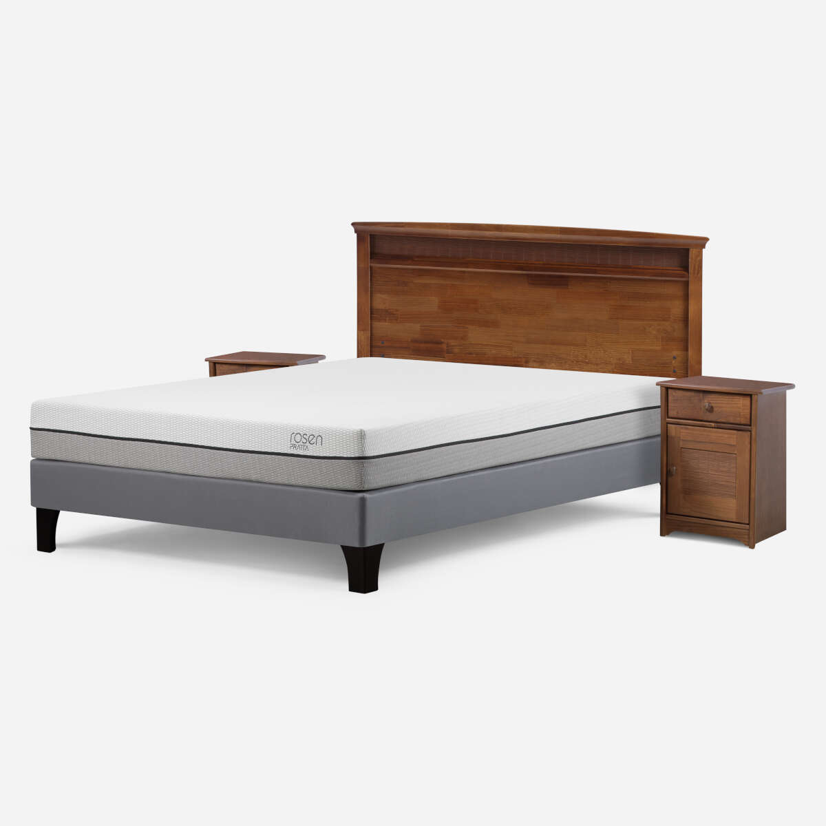 CAMA ROSEN PRATTA 2 PLAZAS PATA MADERA BASE N. + MUEBLES VENETO - 2