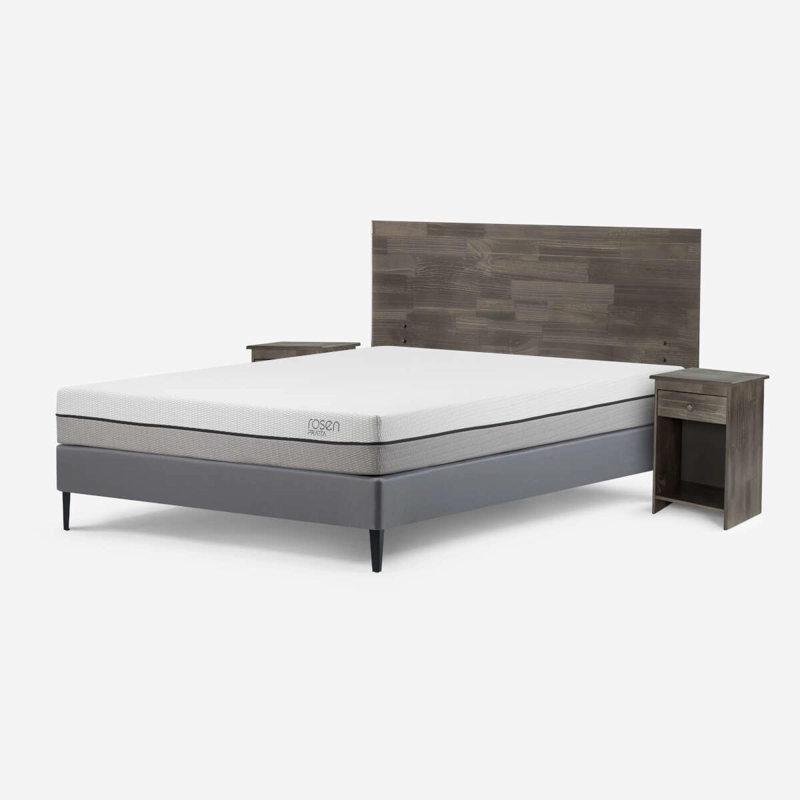 CAMA ROSEN PRATTA 2 PLAZAS PATA ACERO BN + MUEBLES TABOR GRAFITO - 2