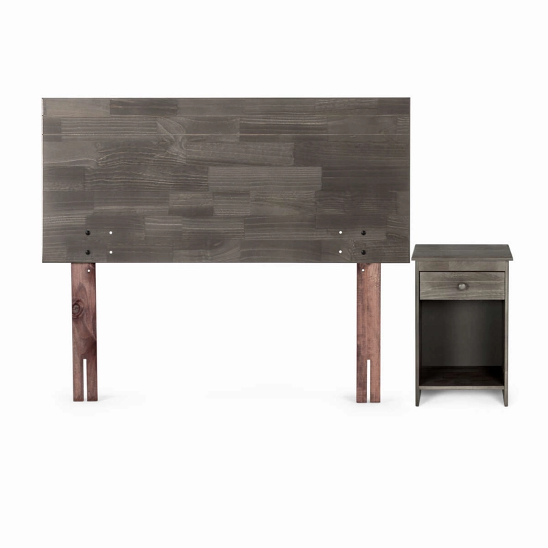 CAMA ROSEN PRATTA 1.5 PLAZAS PATA MADERA + MUEBLES TABOR GRAFITO - 3