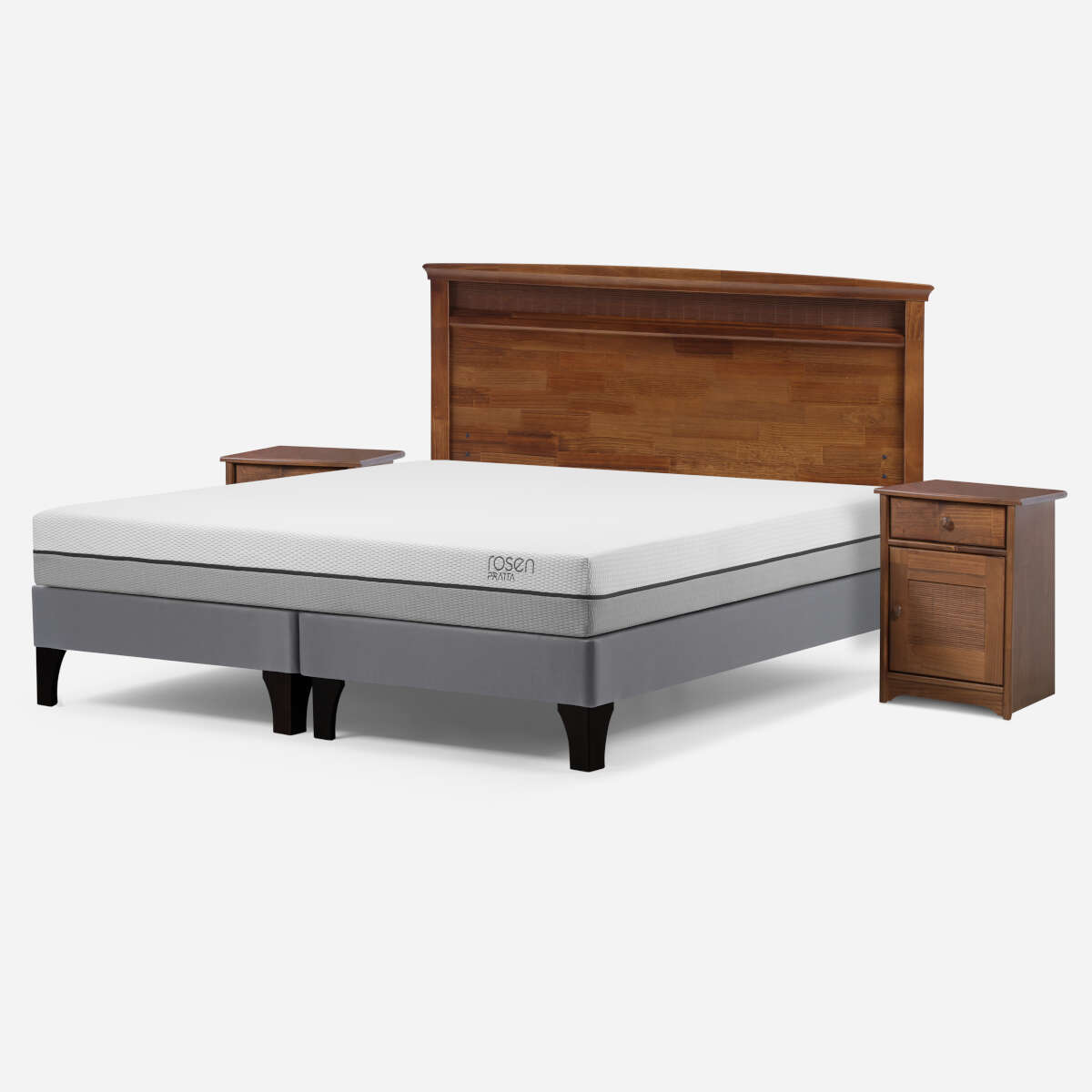 CAMA ROSEN PRATTA 2 PLAZAS PATA MADERA BASE D. + MUEBLES VENETO - 2