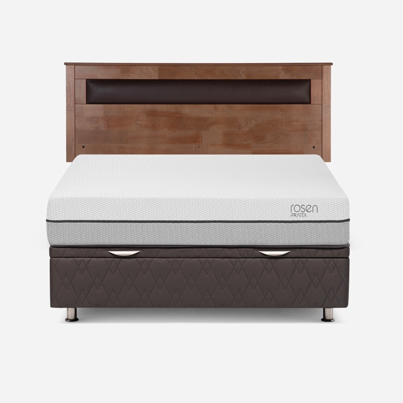 BOXET ROSEN PRATTA 2 PLAZAS MADERA GRIS 150 X 200 CM + RESPALDO FERRARA - 1
