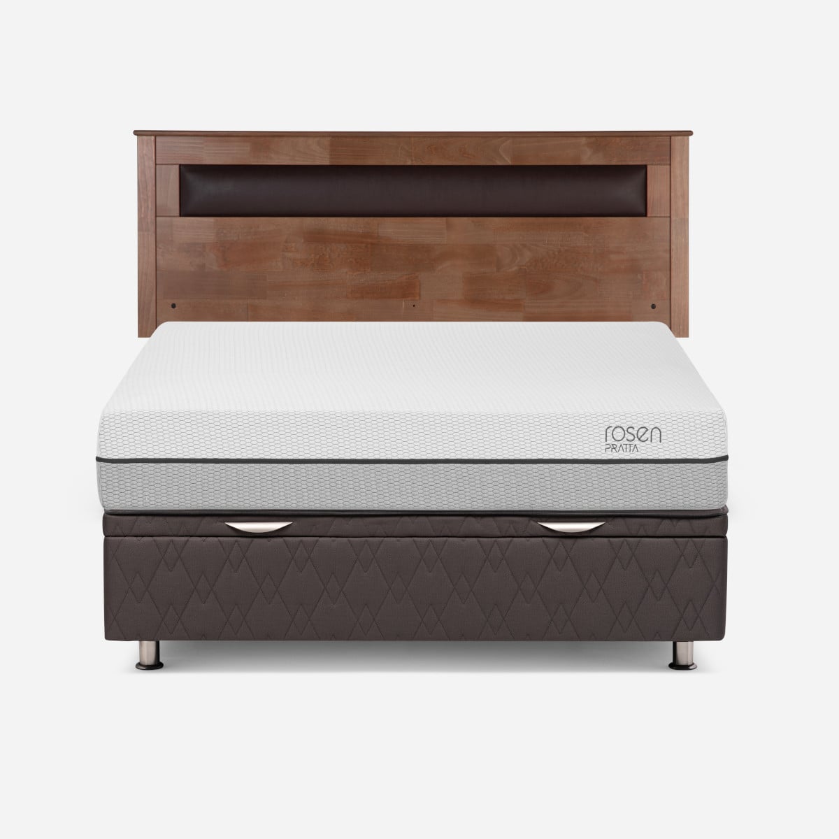 BOXET ROSEN PRATTA 2 PLAZAS MADERA GRIS 150 X 200 CM + RESPALDO FERRARA - 1