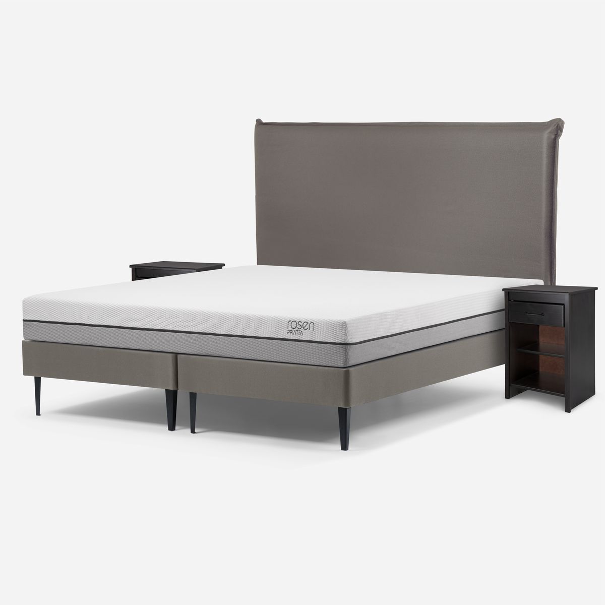 CAMA ROSEN PRATTA KING PATA ACERO BD + MUEBLES MAURICE GRIS - 2