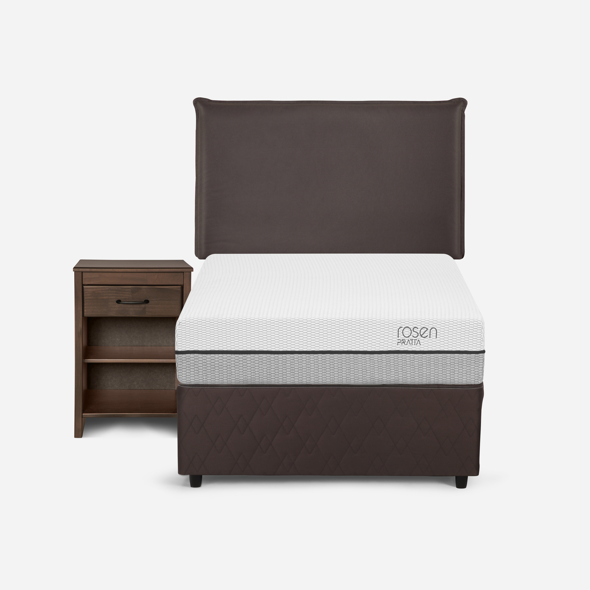 DIVAN CAMA PRATTA 1,5 PLAZAS + MUEBLES MAURICE CHOCOLATE - 2