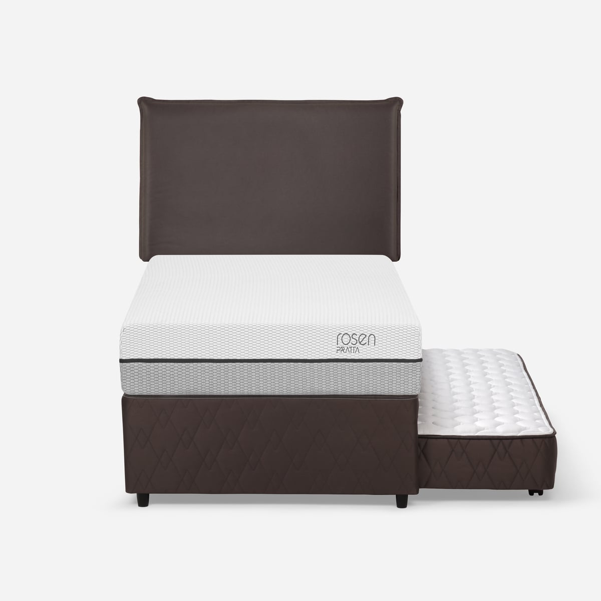 DIVAN CAMA PRATTA 1,5 PLAZAS + RESPALDO MAURICE CHOCOLATE - 1