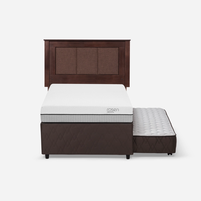 DIVÁN ROSEN CAMA PRATTA 1.5 PLAZAS MADERA GRIS + RESPALDO RACHEL - 1