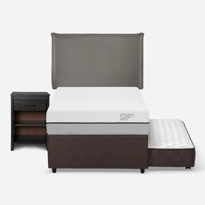 DIVÁN ROSEN CAMA PRATTA 1.5 PLAZAS MADERA GRIS + MUEBLES MAURICE - 1
