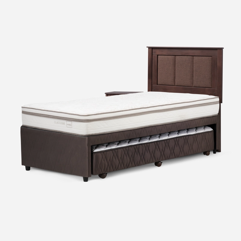 DIVÁN ROSEN CLASSIQUE MADERA CHOCOLATE + 1.5 PLAZAS + RESPALDO RACHEL + VELADOR FERRARA - 3