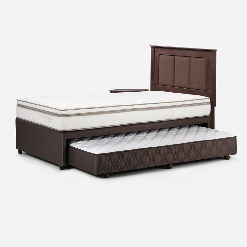 DIVÁN ROSEN CLASSIQUE MADERA CHOCOLATE + 1.5 PLAZAS + RESPALDO RACHEL + VELADOR FERRARA - 4