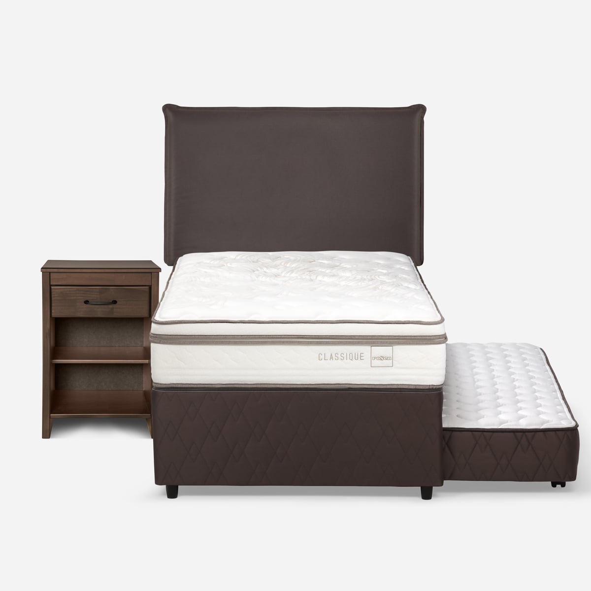 DIVAN CAMA CLASSIQUE+ 1,5 PLAZAS + MUEBLES MAURICE CHOCOLATE - 1