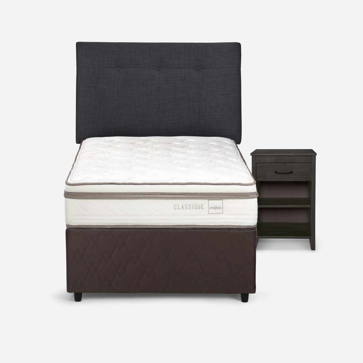 DIVÁN ROSEN CAMA CLASSIQUE MADERA GRIS + 1.5 PLAZAS + MUEBLES MAURICE GRAFITO - 2