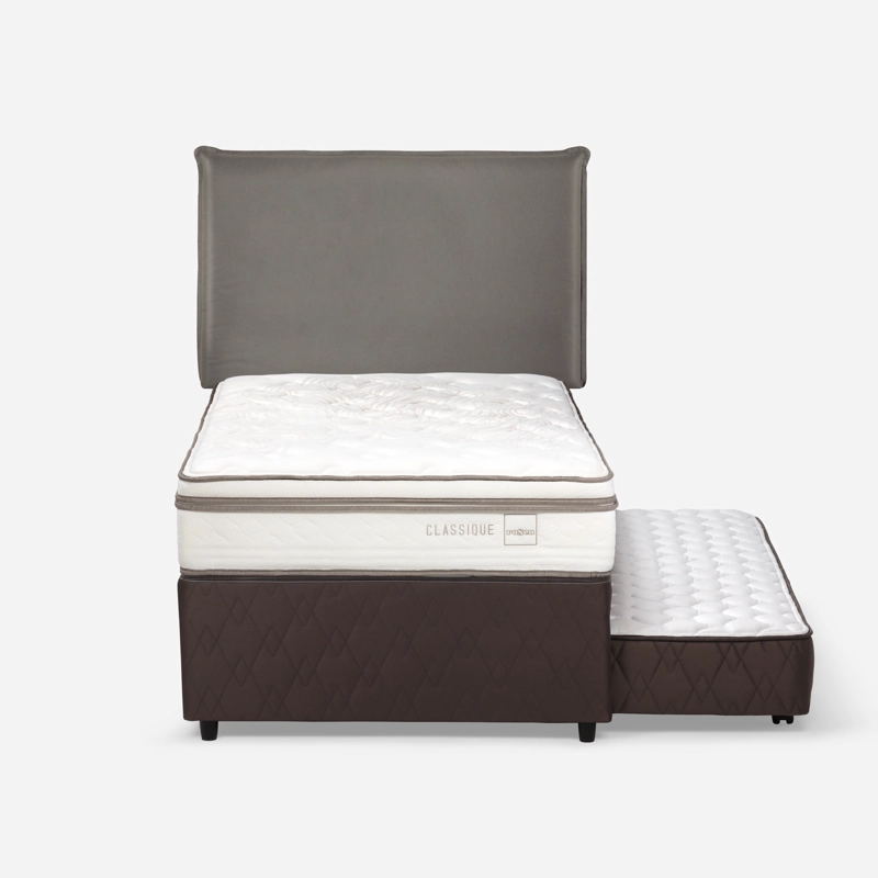 DIVÁN ROSEN CAMA CLASSIQUE MADERA GRIS + 1.5 PLAZAS + RESPALDO MAURICE - 1