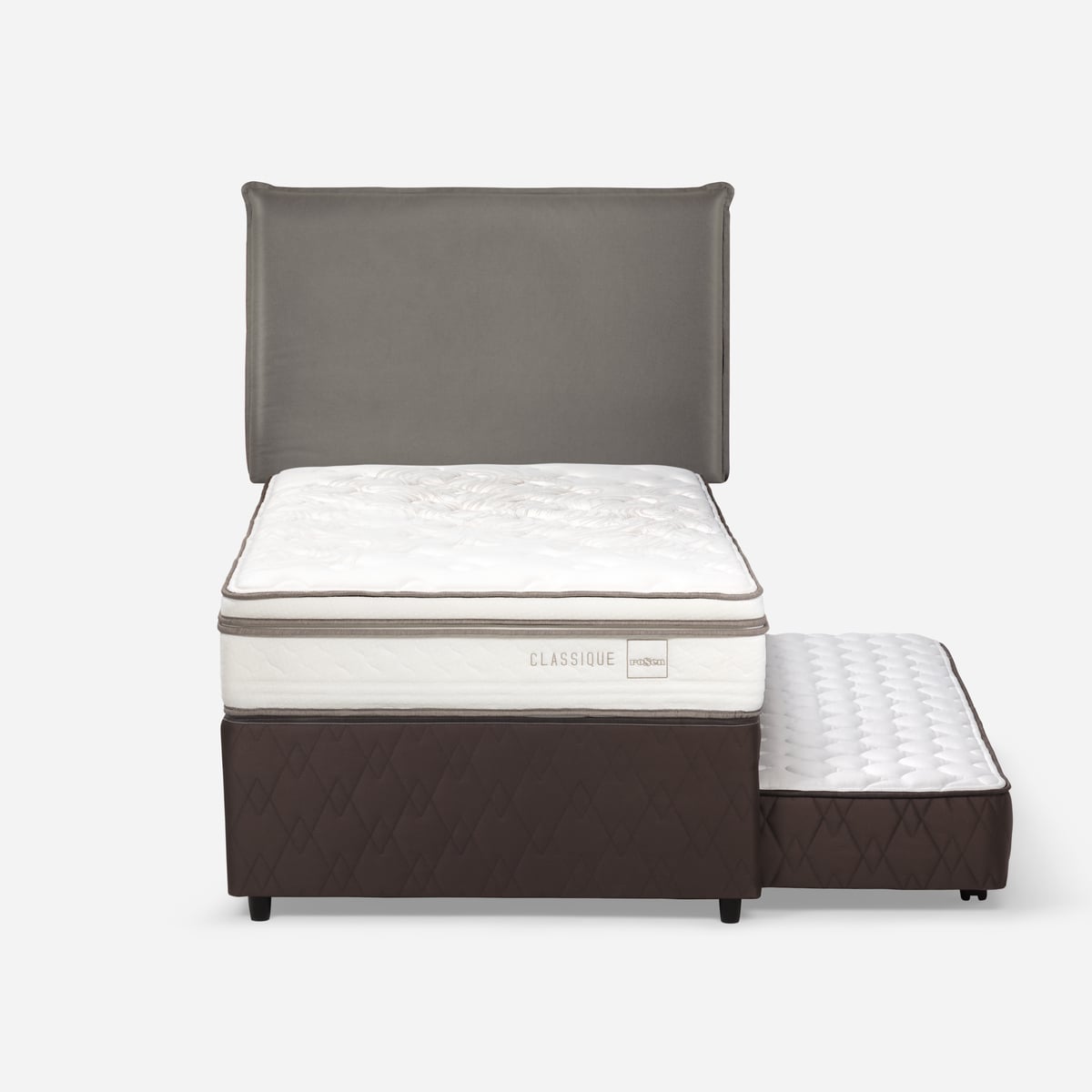 DIVÁN ROSEN CAMA CLASSIQUE MADERA GRIS + 1.5 PLAZAS + RESPALDO MAURICE - 1