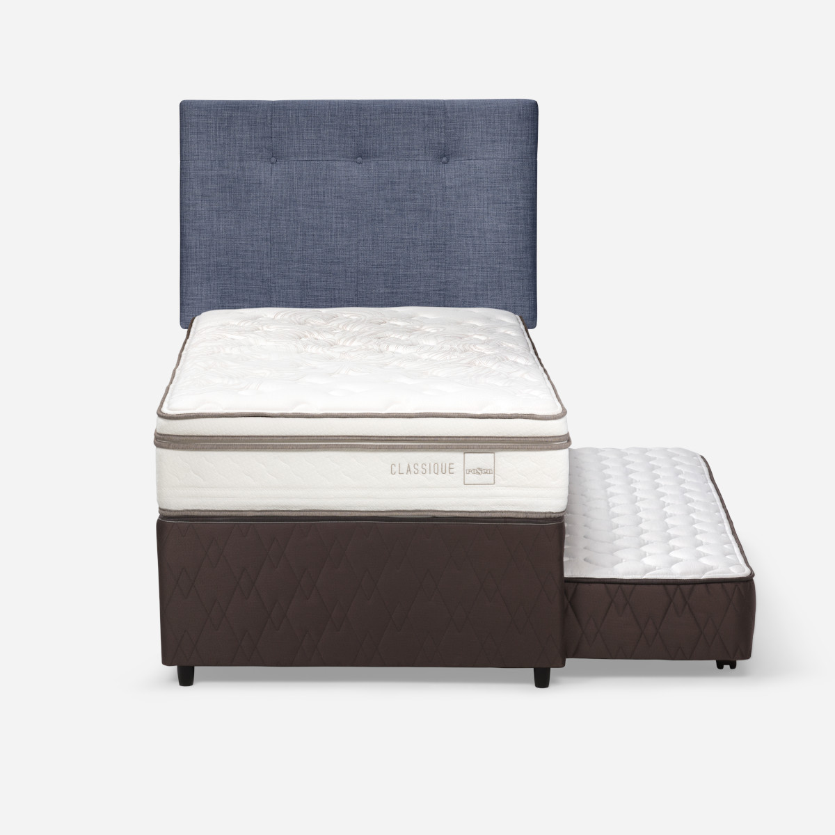 DIVÁN ROSEN CLASSIQUE MADERA AZUL + 1.5 PLAZAS + RESPALDO NEW BENNET DENIM - 1