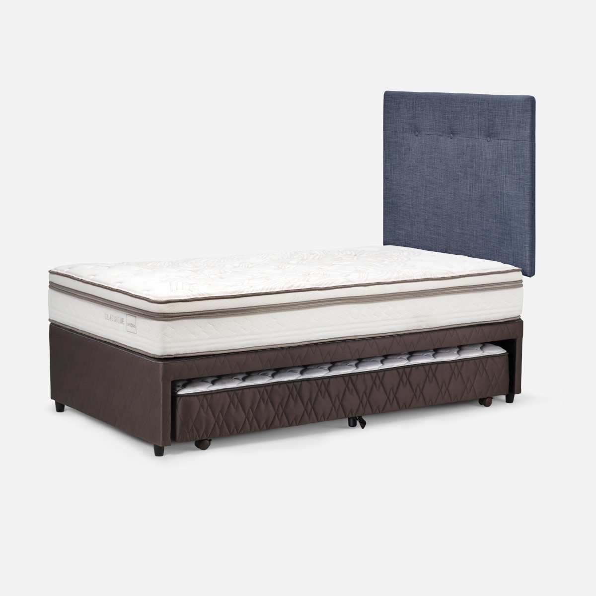 DIVÁN ROSEN CLASSIQUE MADERA AZUL + 1.5 PLAZAS + RESPALDO NEW BENNET DENIM - 5