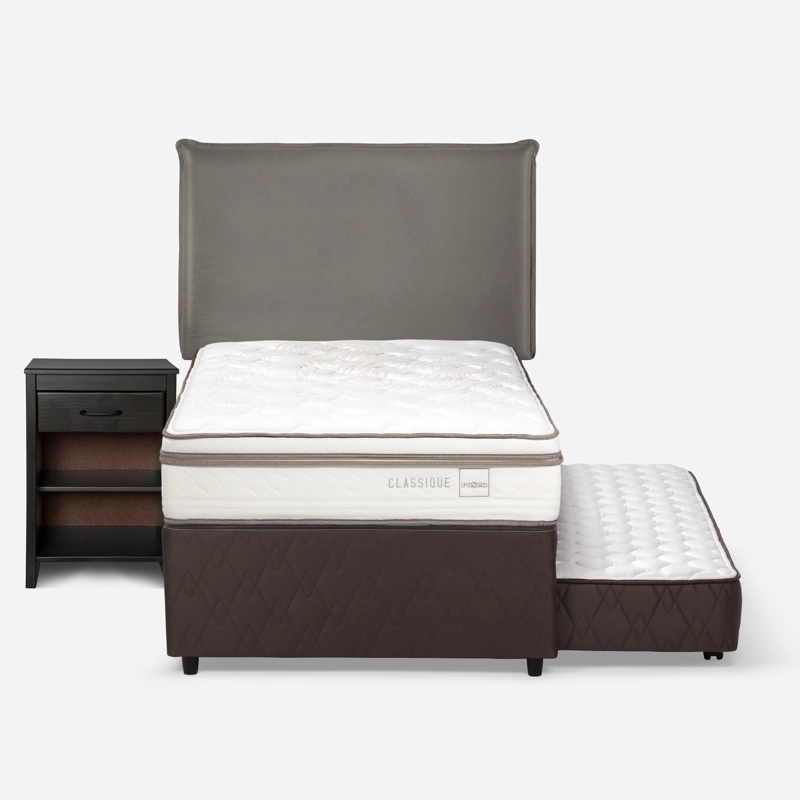 DIVÁN ROSEN CAMA CLASSIQUE MADERA GRIS + 1.5 PLAZAS + MUEBLES MAURICE - 1