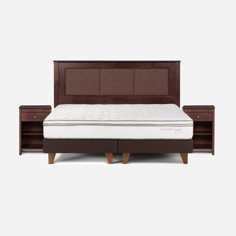 CAMA ROSEN CLASSIQUE+ 2 PLAZAS + RESPALDO RACHEL Y VELADOR FERRARA - 1