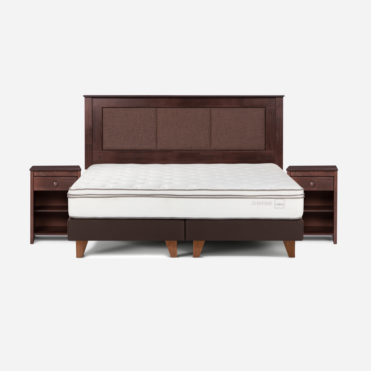CAMA ROSEN CLASSIQUE+ 2 PLAZAS + RESPALDO RACHEL Y VELADOR FERRARA - 1