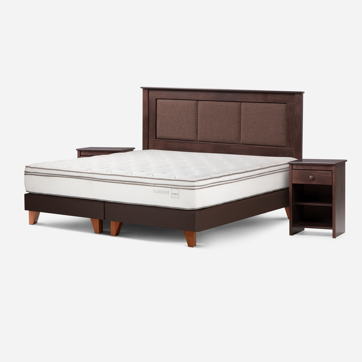 CAMA ROSEN CLASSIQUE+ 2 PLAZAS + RESPALDO RACHEL Y VELADOR FERRARA - 3