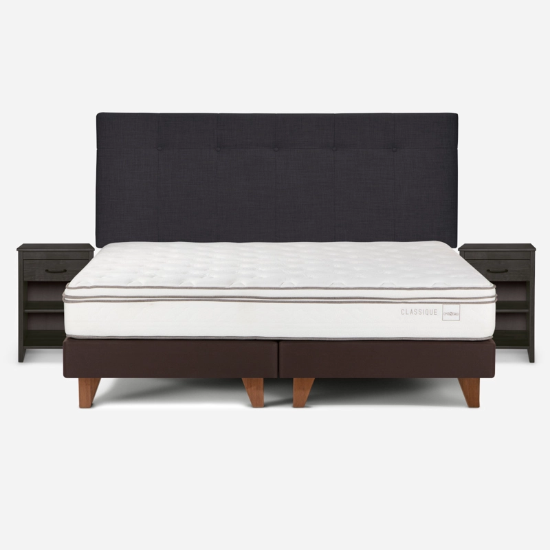 CAMA ROSEN CLASSIQUE+ KING + RESPALDO Y VELADORES MAURICE GRAFITO - 1