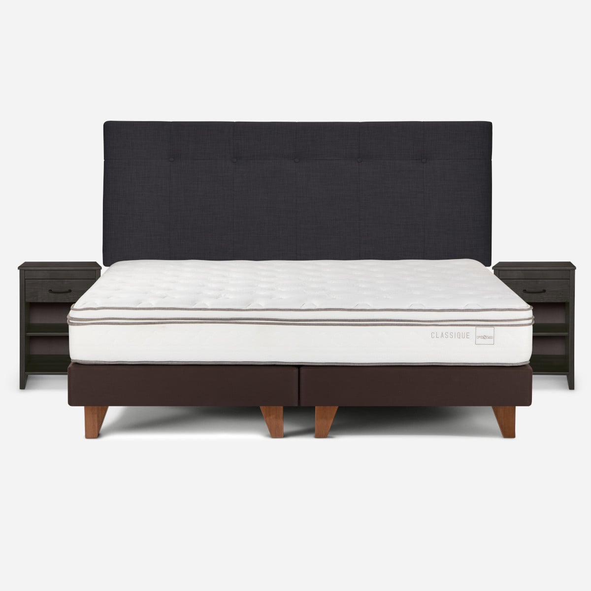 CAMA ROSEN CLASSIQUE+ KING + RESPALDO Y VELADORES MAURICE GRAFITO - 1