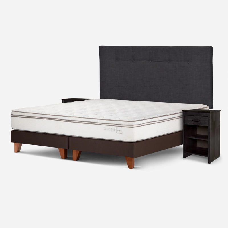 CAMA ROSEN CLASSIQUE+ KING + RESPALDO Y VELADORES MAURICE GRAFITO - 2