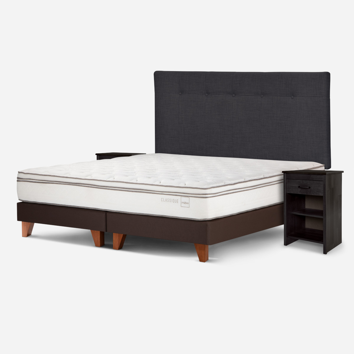 CAMA ROSEN CLASSIQUE+ KING + RESPALDO Y VELADORES MAURICE GRAFITO - 2