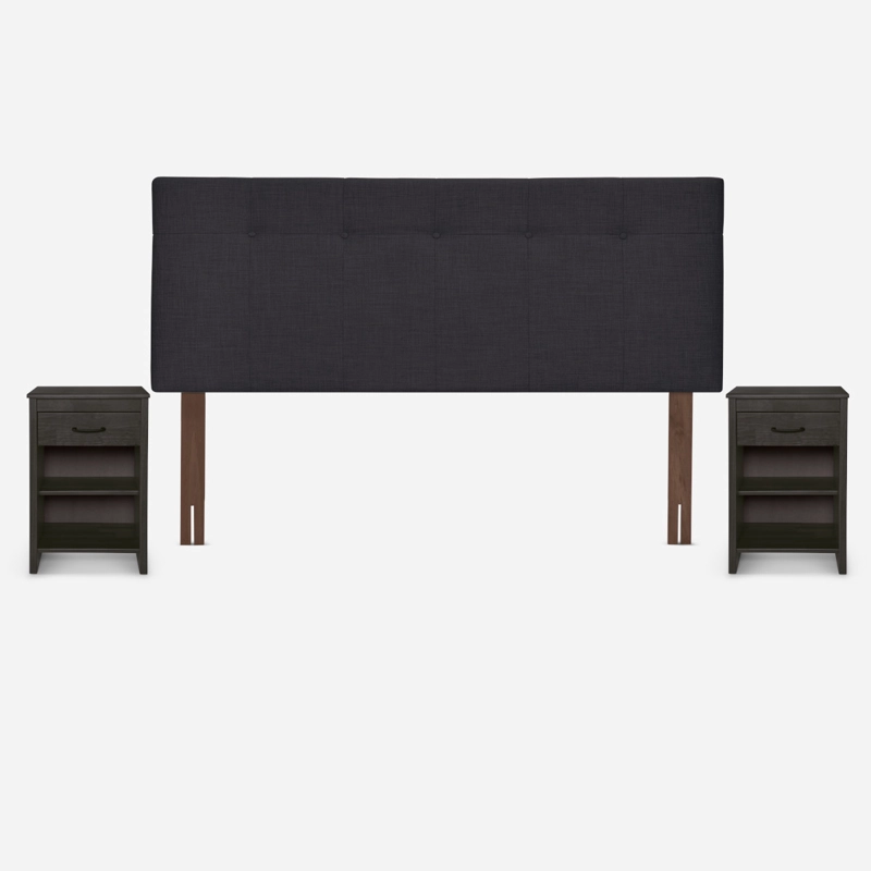 CAMA ROSEN CLASSIQUE+ KING + RESPALDO Y VELADORES MAURICE GRAFITO - 3
